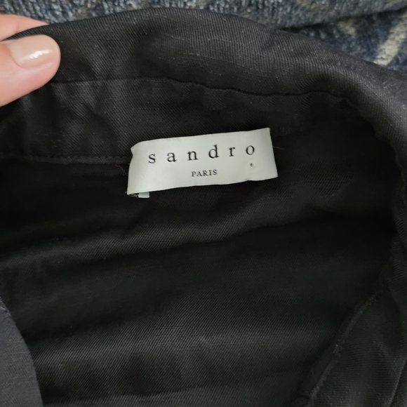 Sandro Mavel Tie-Front Western Shirt Dress, Size 36, Black - Picture 4 of 13